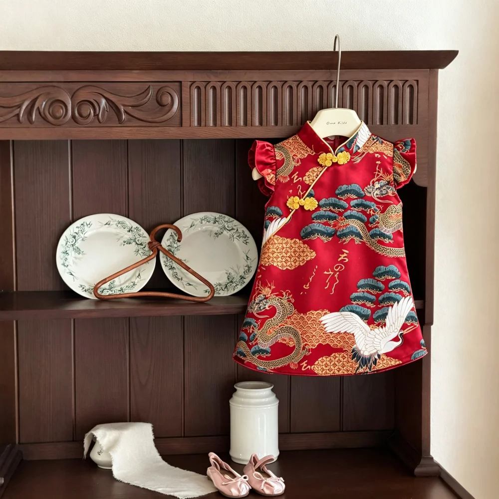 Baby Girls' Dress Summer Cute Chinese Style Cheongsam Girls' Dress Sweet Hanfu Baby Dress Baby Girl Clothing