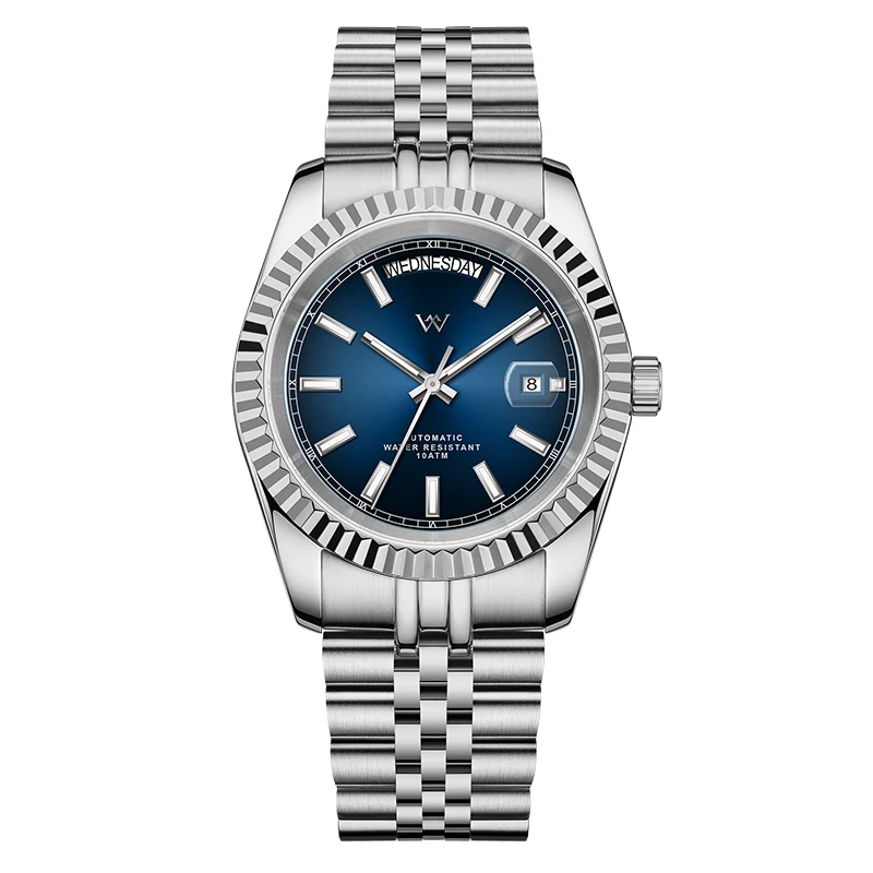 WM Watch Automatic Mechanical Watches Man Business Casual AR Coated 100M Water Resistant Sapphire Welly Merck 187M--2--WM