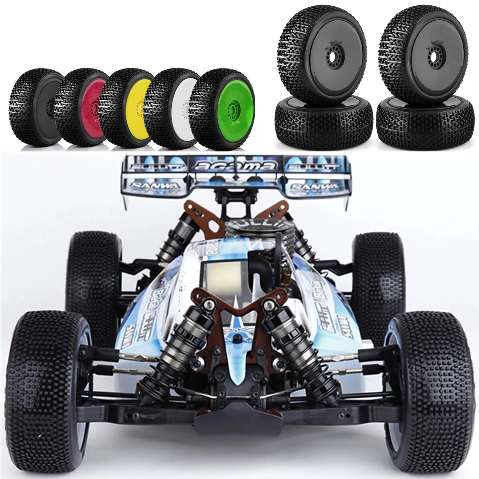 1/8 RC Racewagen Wielbanden Buggy Band 17mm Hex voor 1:8 RC Off Road Auto Vrachtwagen Truggy HSP HPI WLtoys ARRMA KYOSHO MP10 HOBAO - afbeelding 2