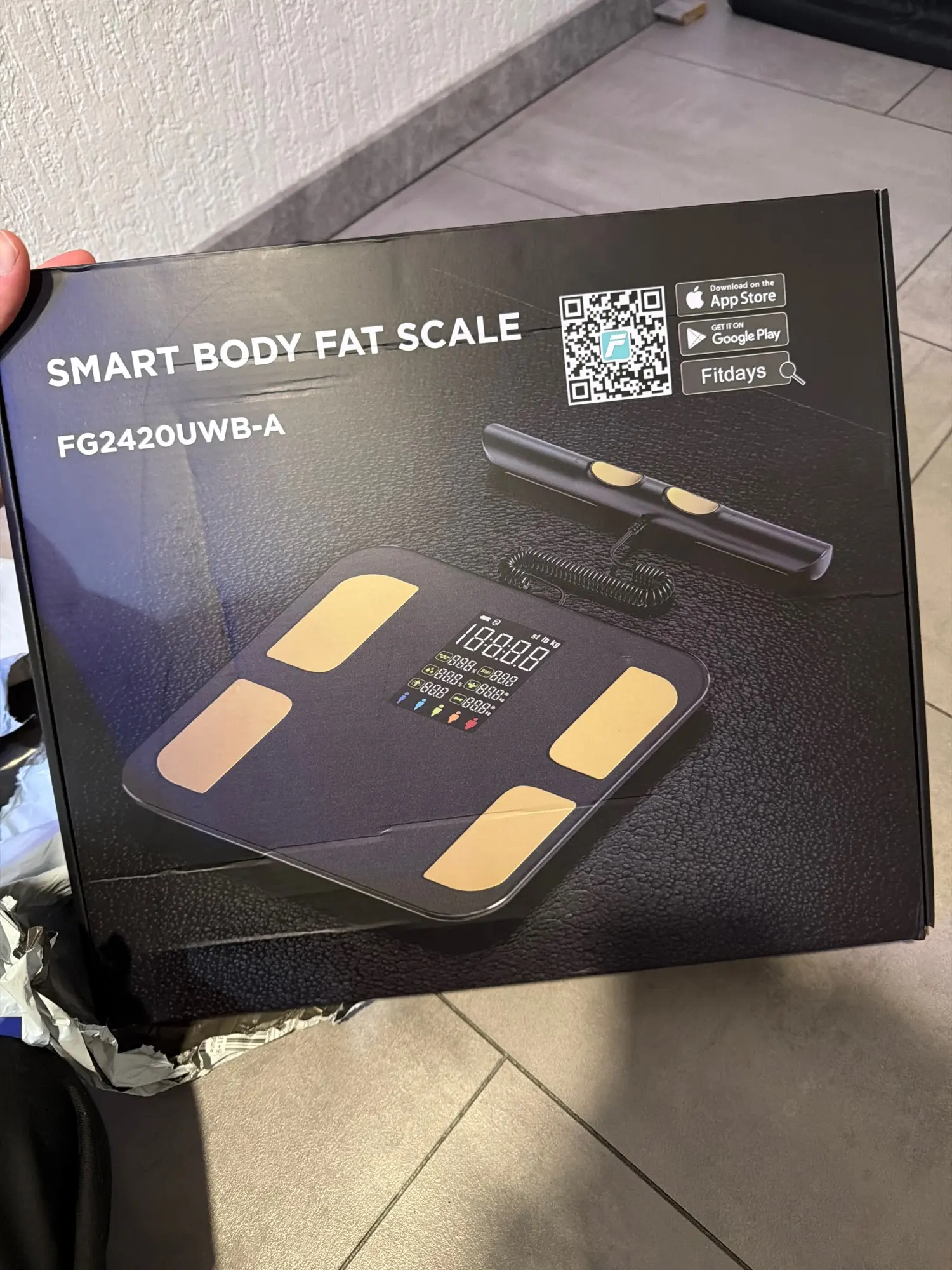 Smart Body Composition Scale with Handheld Sensor – 1.5 m Spiral Cable | Fitness & Health Tracker