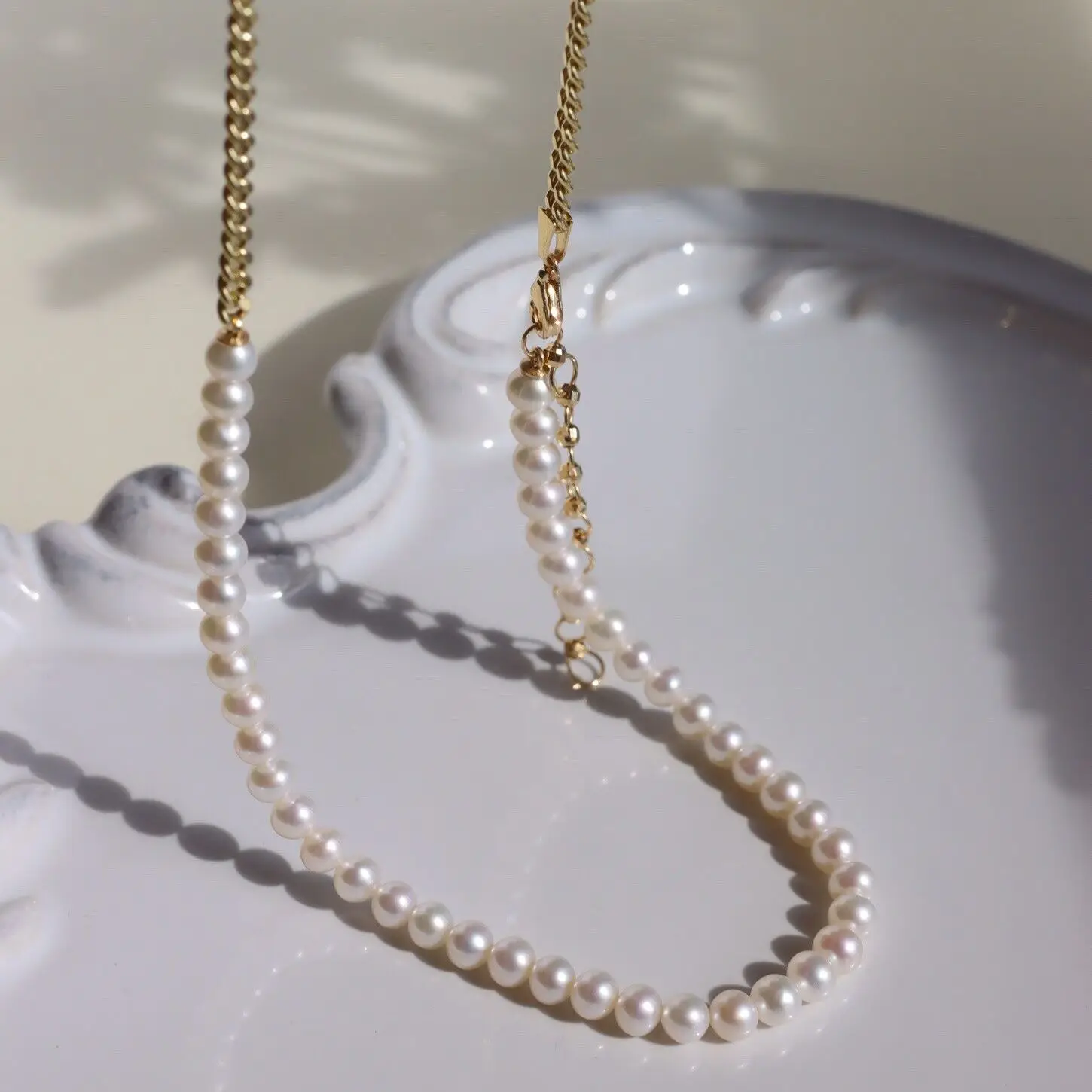 MADALENA SARARA 7-8mm White Freshwater Pearl Women Necklace Connect 18K Rope Chain Good Quality