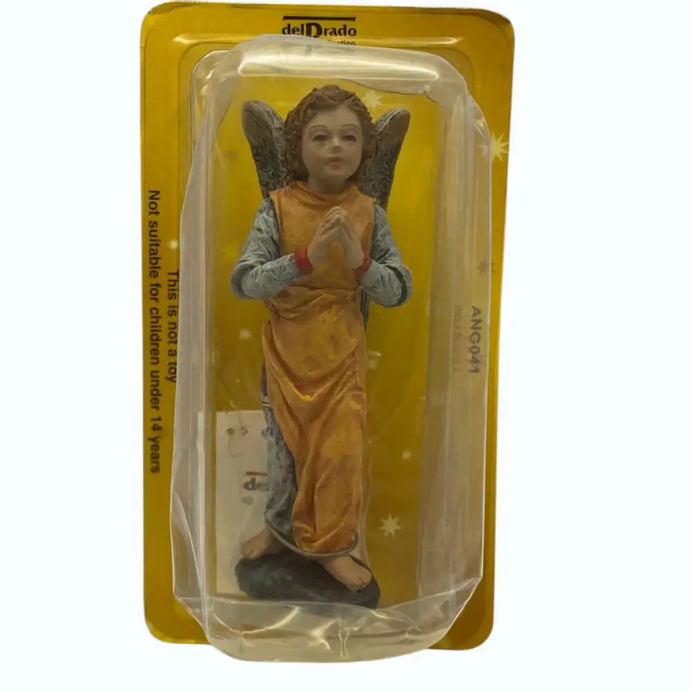Delprado, Ang041, figurine de scène de la Nativité de Noël, objet de collection, en résine peinte à la main, représentant un ange en prière, environ 10 à 12 cm, figurines de scène de la Nativité de la collection J.L. Mayonnaise, sans emballage, emballage blister d'origine, base d'exposition