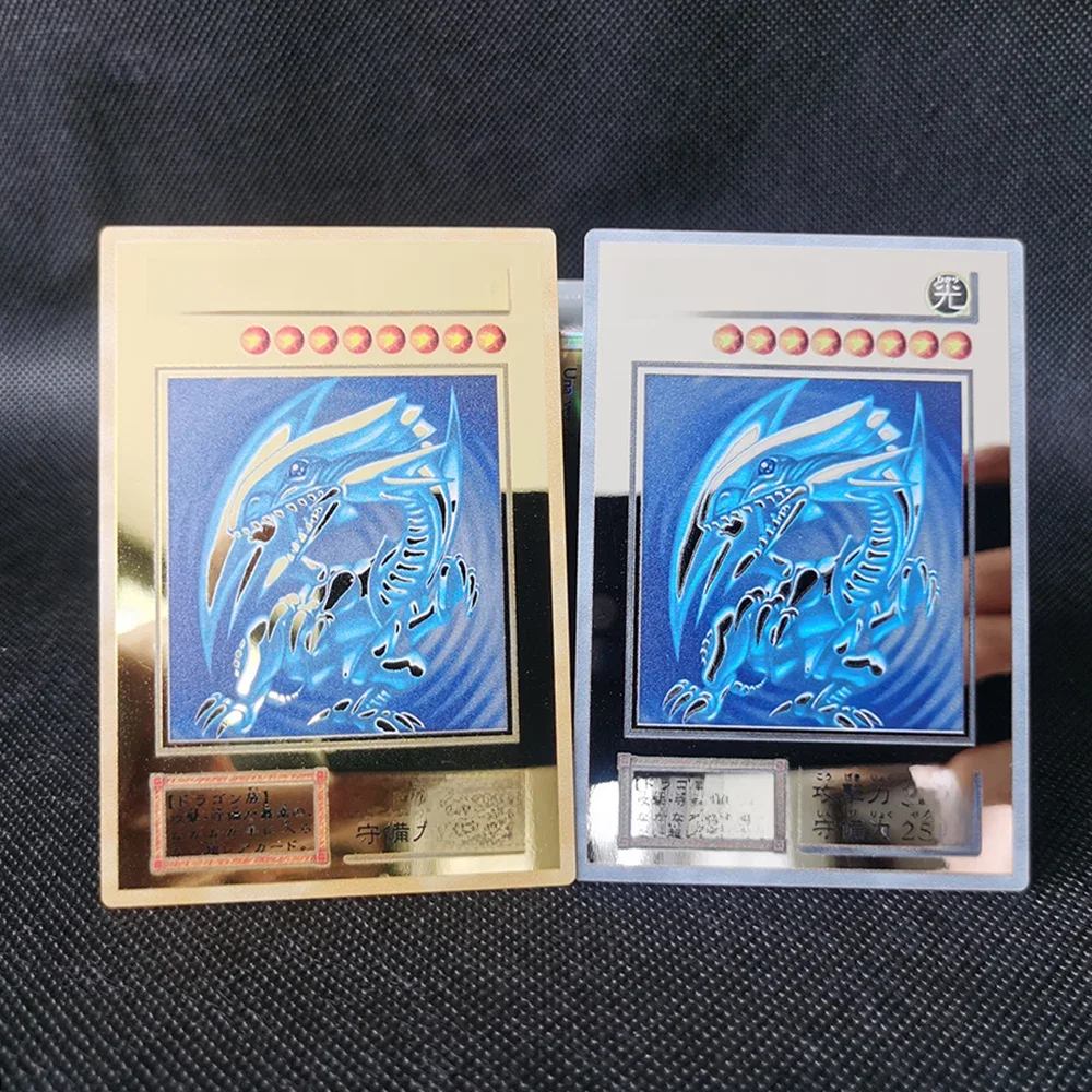 Yugioh – cartes en métal doré, carte de Collection en alliage Yu-Gi-Oh, yeux bleus, obélisque magique foncé, Slifer Ra, cadeau d'anniversaire de noël pour enfants