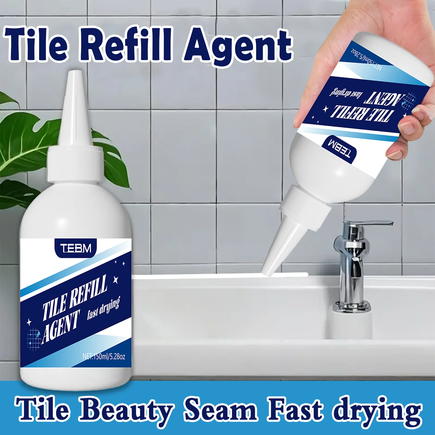 150ml White Tile Grout Repair Agent Fast Drying Waterproof Moldproof Sealer Filler for Bathroom Kitchen Floor Wall