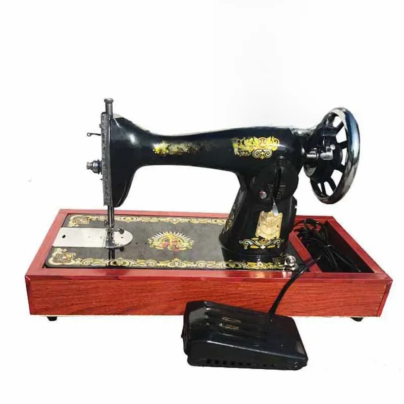 Machine à coudre domestique à l'ancienne, tête de machine à coudre, jeans, contrôleur de pédale