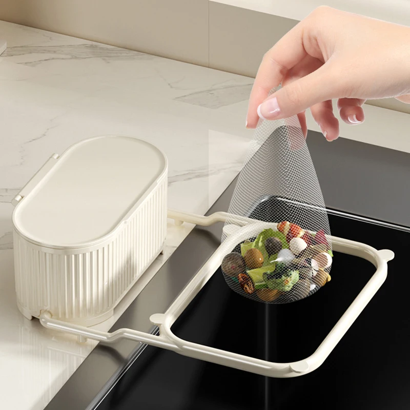 Kitchen Sink Filter Rack Foldable Sink Strainer Mesh Bag Stand Shelf Anti-Clogging Disposable Garbage Mesh Net Sink Storage Box