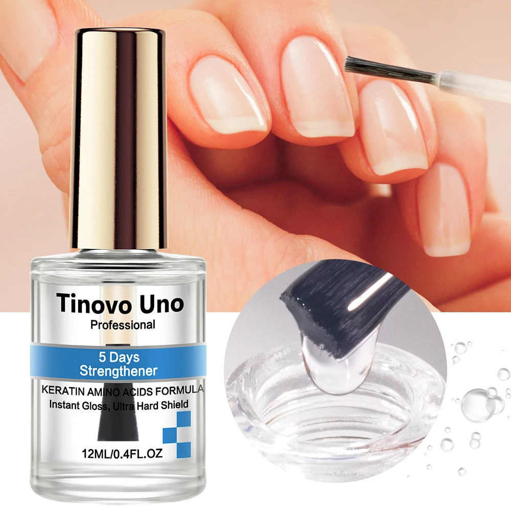 Tinovo Uno เครื่องบำรุงเล็บสูตรเคราตินไบโอไบโอไบโอ5วันผลิตภัณฑ์ดูแลเล็บแลคเกอร์เคลือบดอกไม้แห้งเคลือบเล็บซ่อมแซมเล็บ