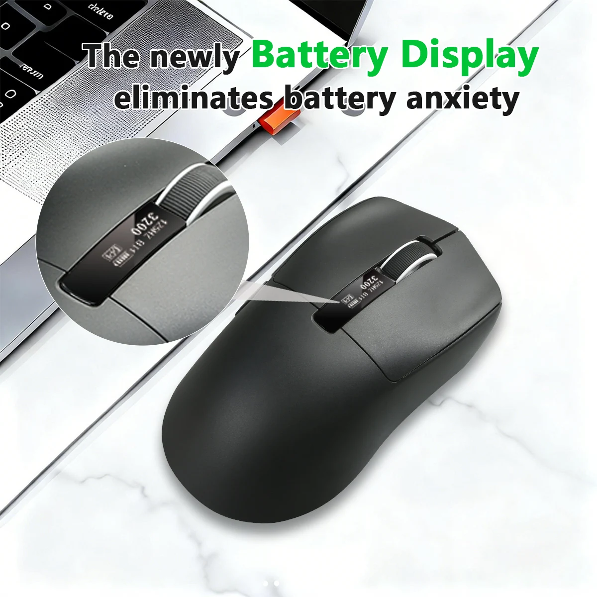 High Performance Wireless Gaming Mouse, Adjustable 4800 DPI, Rechargeable 6 Programmable Buttons, Compatible with PC, Mac Black