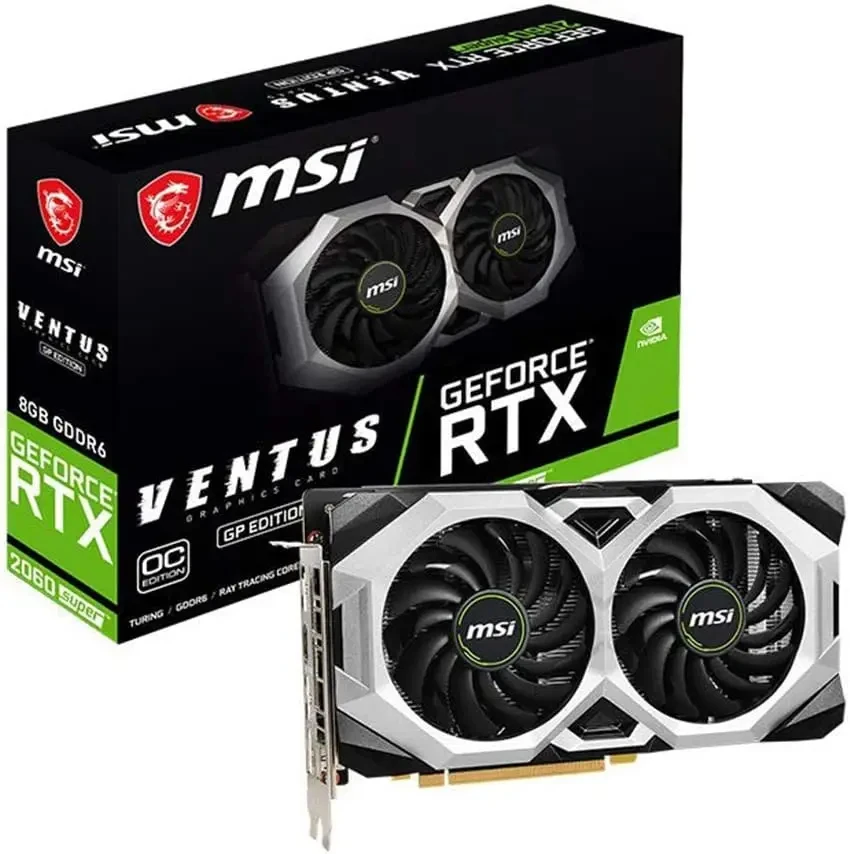 2024 USED RTX 2060 SUPER GeForce VENTUS 8G Graphics Cards GDDR6 256bit DP*3 HDMI*1 8Pin Video Card Support AMD Intel Desktop