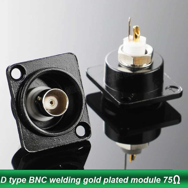 

D Type BNC 75/50 Ohm Panel Mounting Type Welded BNC Seat Video Camera Q9 Female Socket Gold Plated SDI Cable Seat Connector