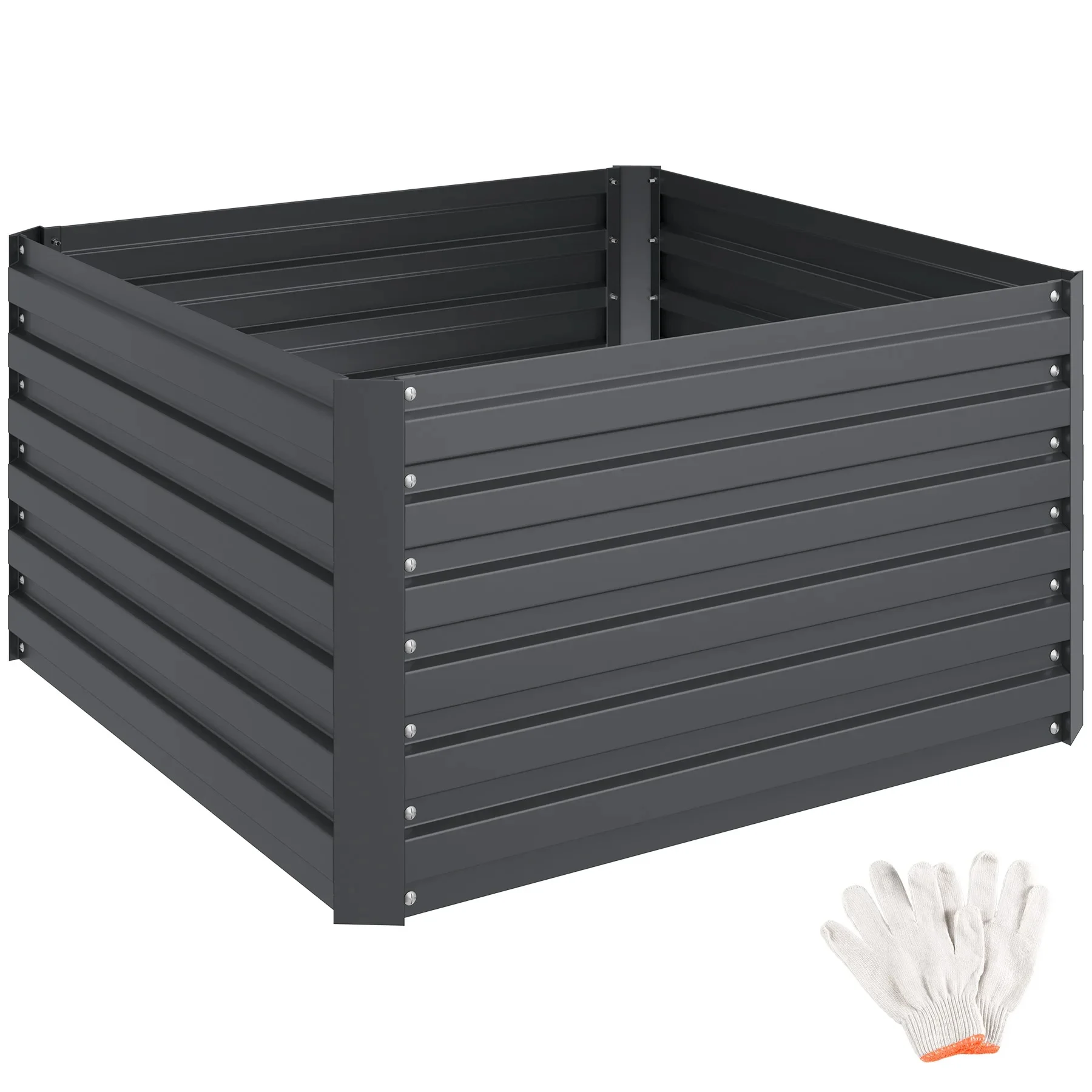 Tectake - Bancal elevado BLOMMA, galvanizado, Huerto elevado ergonómico con gran capacidad, Estructura de acero galvanizado con base abierta, Ideal para verduras, hierbas o flores, diferentes litros y