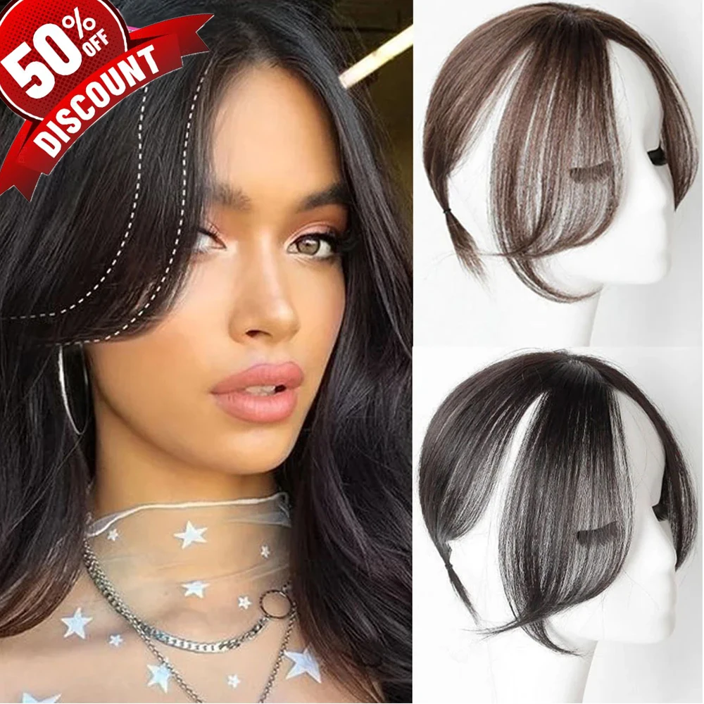 

BUQI Synthetic Natural Hair Bangs Side Fringe for Women 3D Middle Part False Bangs Clip-in Exrensions Invisible Hairpieces for