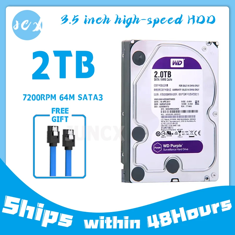 WD Purple 2TB Surveillance Internal Hard Drive Disk 3.5