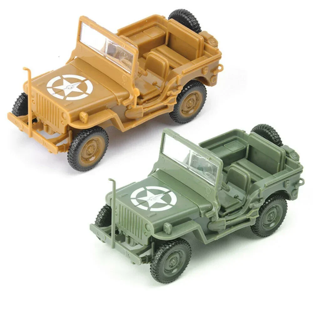 Jouet de collection de voitures de nuit, modèle de véhicule militaire GP de la seconde guerre mondiale, puzzle de scène, jeu de pelle à sable, Jeep Willile américaine, 1/48