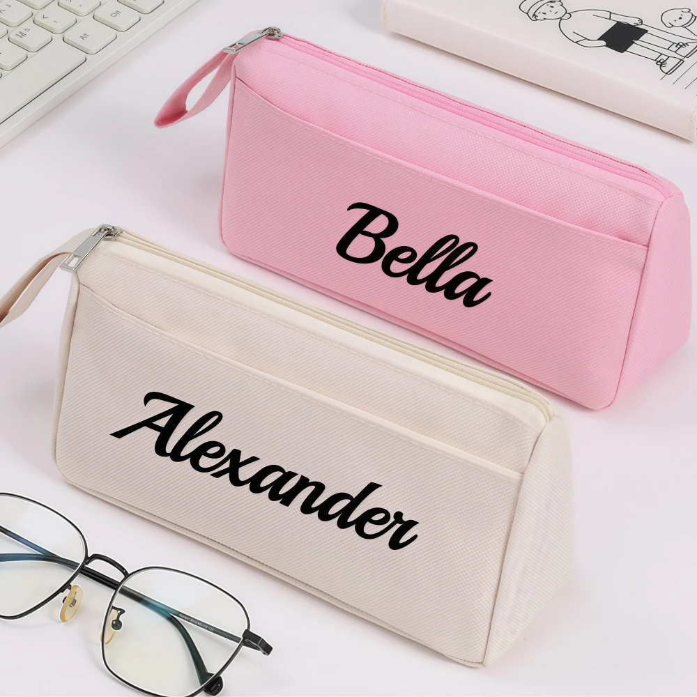 Custom Name & Initials Pencil Case with Handle, Compact Organizer for School and Office Supplies