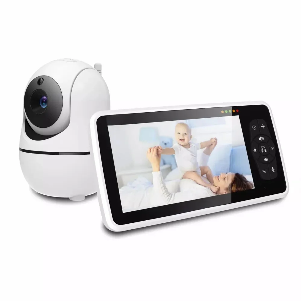 Nieuwe 5-inch video-babyfoon met camera en audio, 4x zoom, 22 uur batterij, bereik van 1000 meter 2-weg audiotemperatuursensor slaapliedje - afbeelding 2