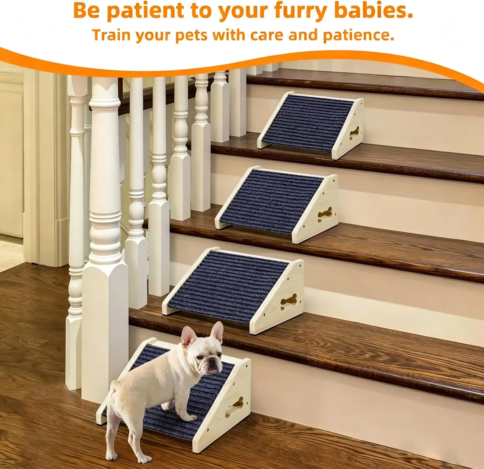 Wooden Dog Stairs Dog Ramps Small Dogs Pets Anti-skid Steps Bed Pet Ramp Pet Stairs for High Bed Sofa Older Cats Dogs view 5