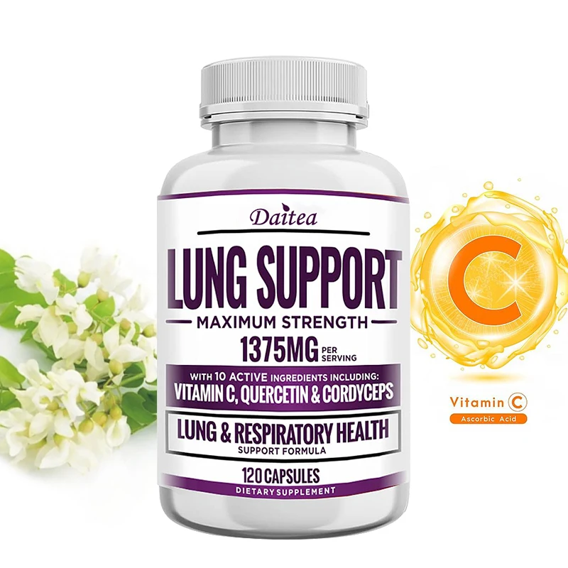 Lung Support Supplement for Lung Cleanse & Detox, with Quercetin Bromelain Vitamin C & Cordyceps for Lung, Respiratory Support