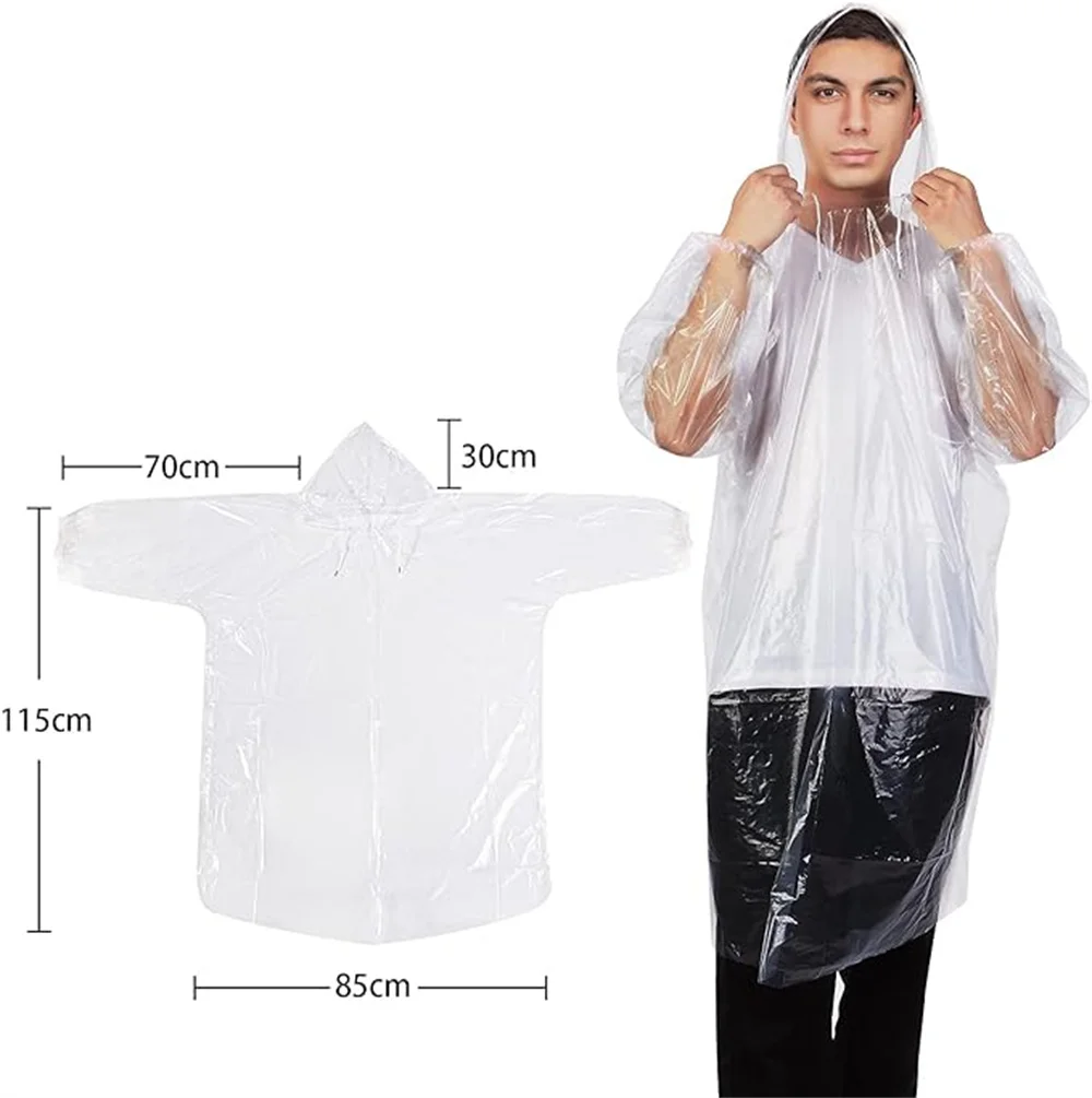 10Pcs Disposable Waterproof Raincoat Adult Kid Emergency Outdoor Travel Camping Hiking Rainwear Transparent Portable Rain Poncho