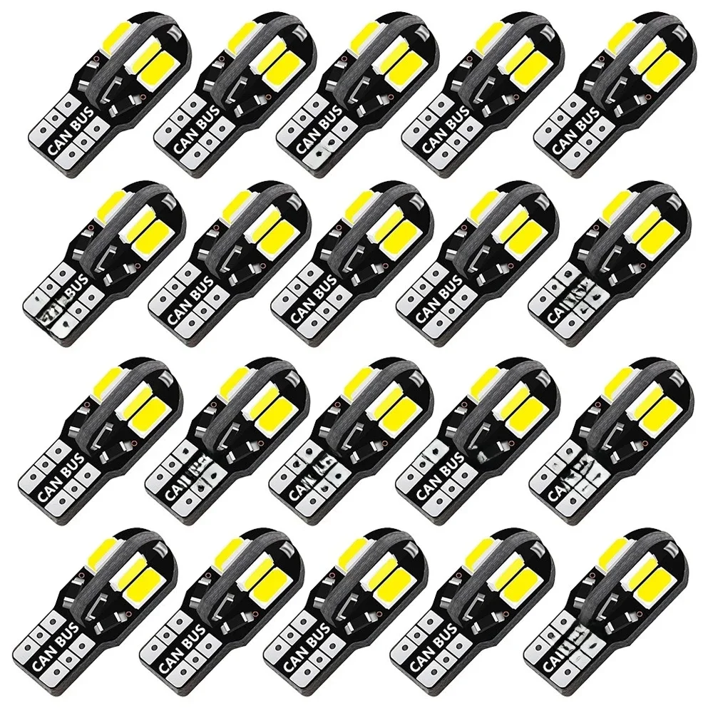 10/20PCS W5W T10 Żarówki LED Canbus 5730 8SMD 12V 6000K 194 168 LED Wnętrze samochodu Mapa Światła kopułkowe Światło postojowe Automatyczna lampka sygnalizacyjna — 2