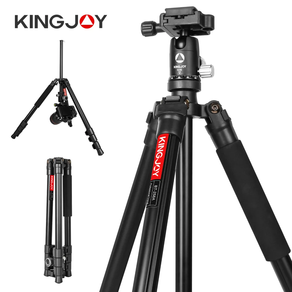 

KINGJOY 61 Inch Camera Tripod for DSLR Portable Aluminum Travel Cellphone Tripe with 360 Degree Panorama Ball Head Quick Release