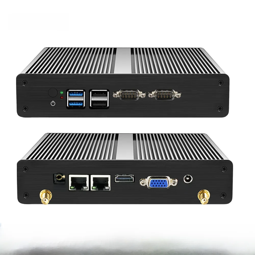 BEBEPC Przemysłowy bezwentylatorowy mini komputer stacjonarny Celeron 2955U Core Windows 10 Dual LAN 2 RS232 2 LAN DDR3L VGA WIFI USB Mini komputer stacjonarny — zdjęcie 2