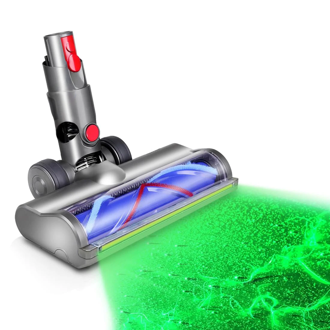 Stofzuigerkop Voor Dyson V7 V8 V10 V11 V15 Met Groene LED Koplamp en Roller Borstel Vervangende onderdelen