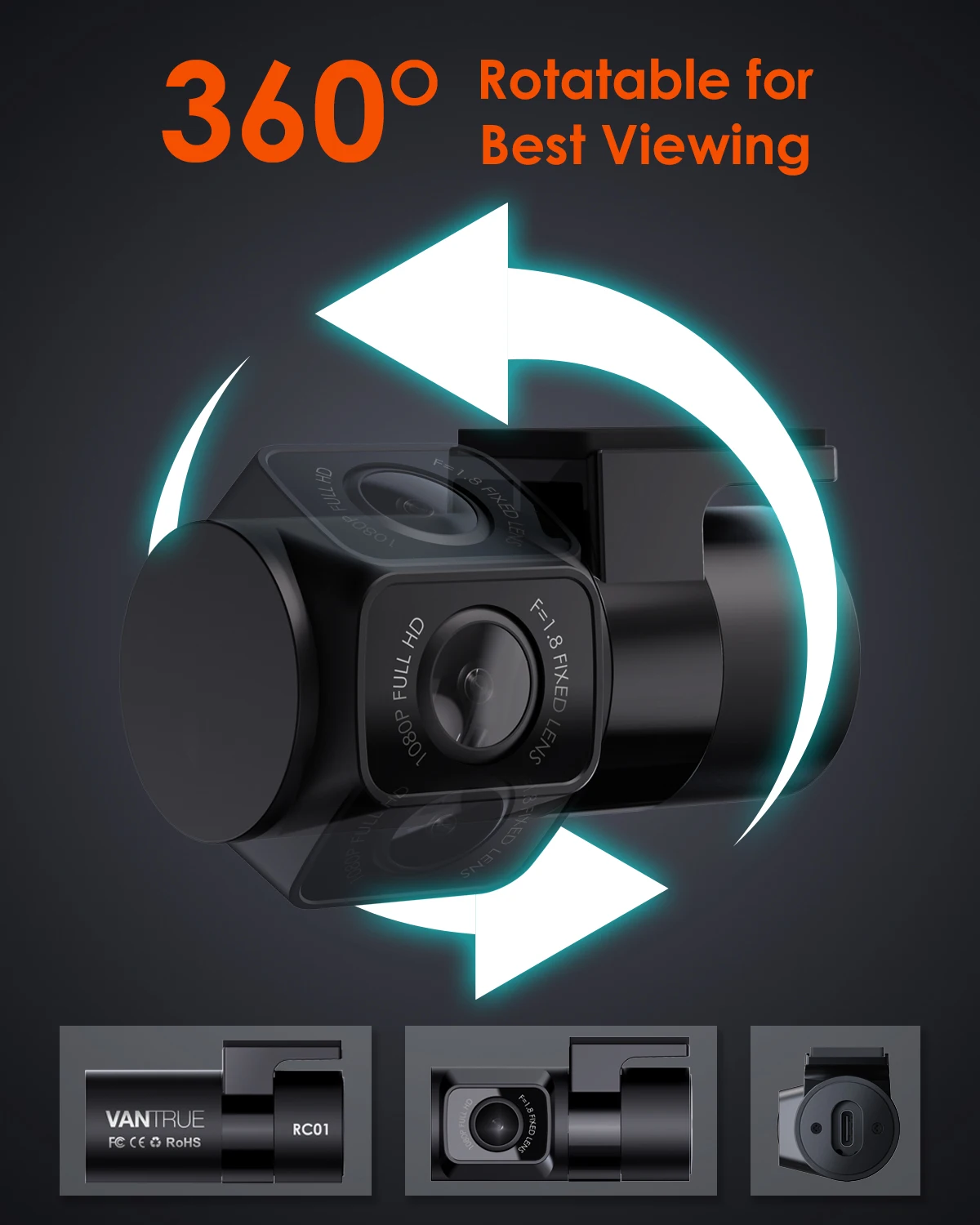 Vantrue rear camera for most cars, pickups, trucks, SUVs, minivans, sedans