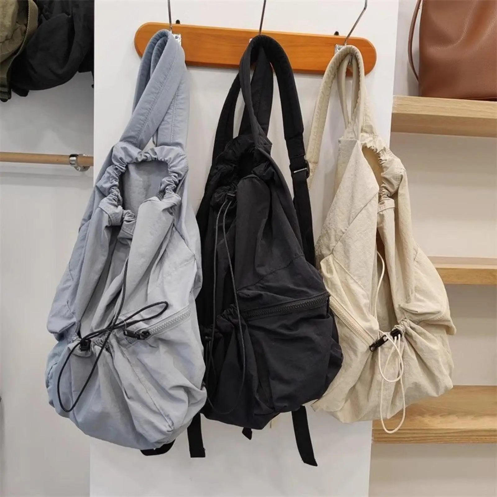 

Drawstring Backpack Nylon Multiple Pockets Versatile Stylish Sports Bag for Outdoor Indoor Shopping Birthday Gift Adults Travel