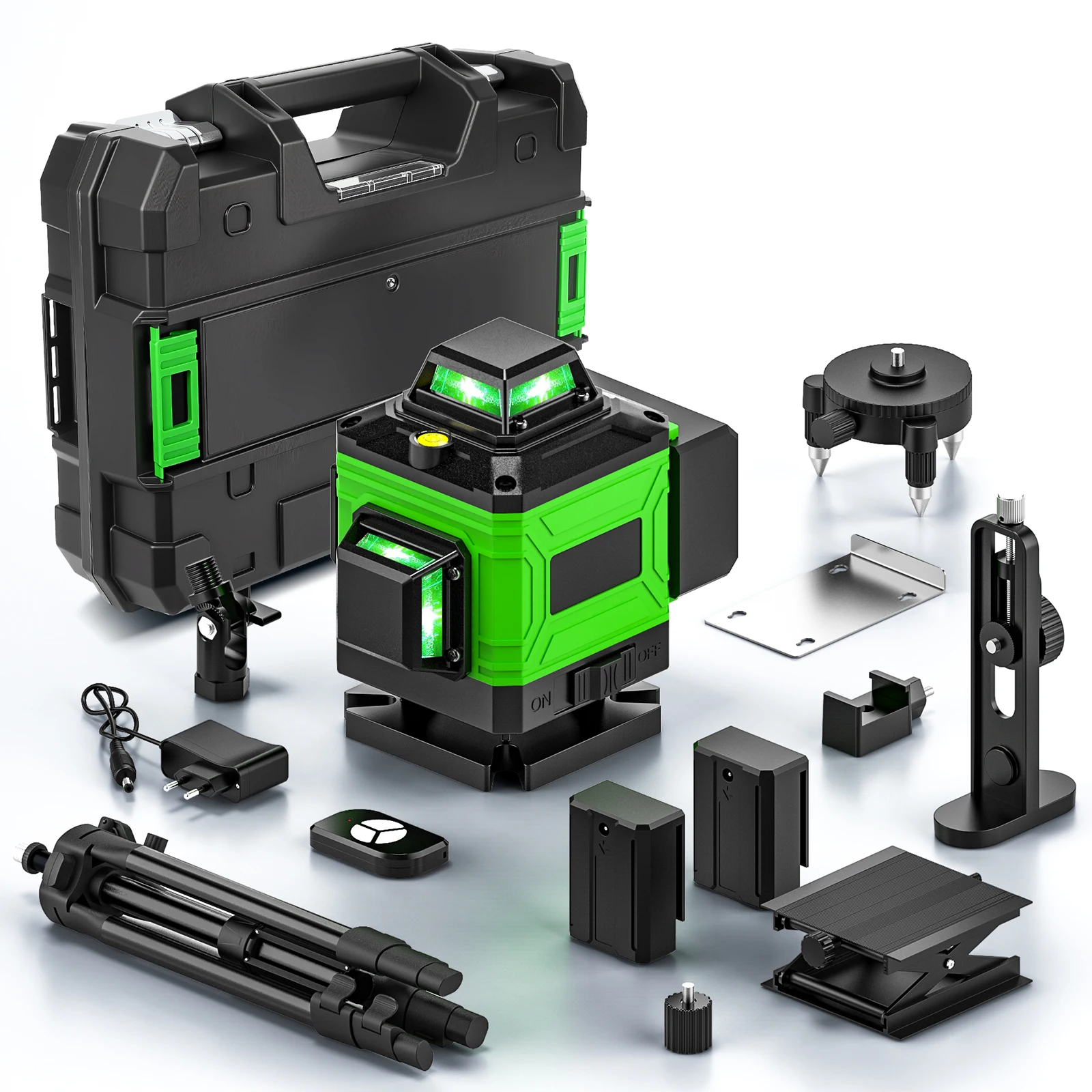 16-Linien-4D-Laser-Nivelliergerät, grüne Linie, selbstnivellierend, 360° horizontal und vertikal, superstarkes Laser-Nivelliergerät, grüner Strahl, Laser-Nivelliergerät