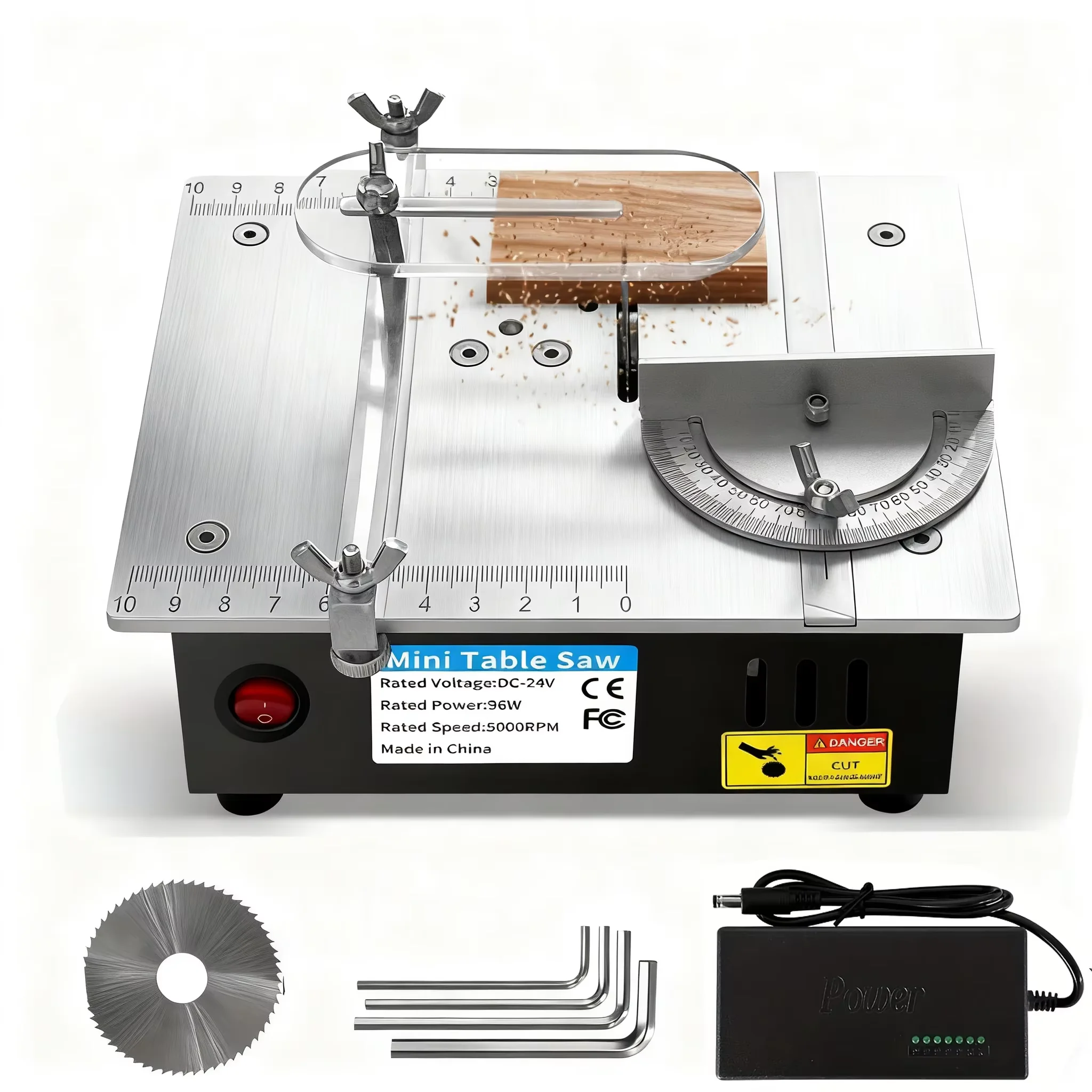 Scie de table compacte électrique 96W 5000 tr/min, scie de table de travail multifonction de précision, anti-poussière, pour la décoration