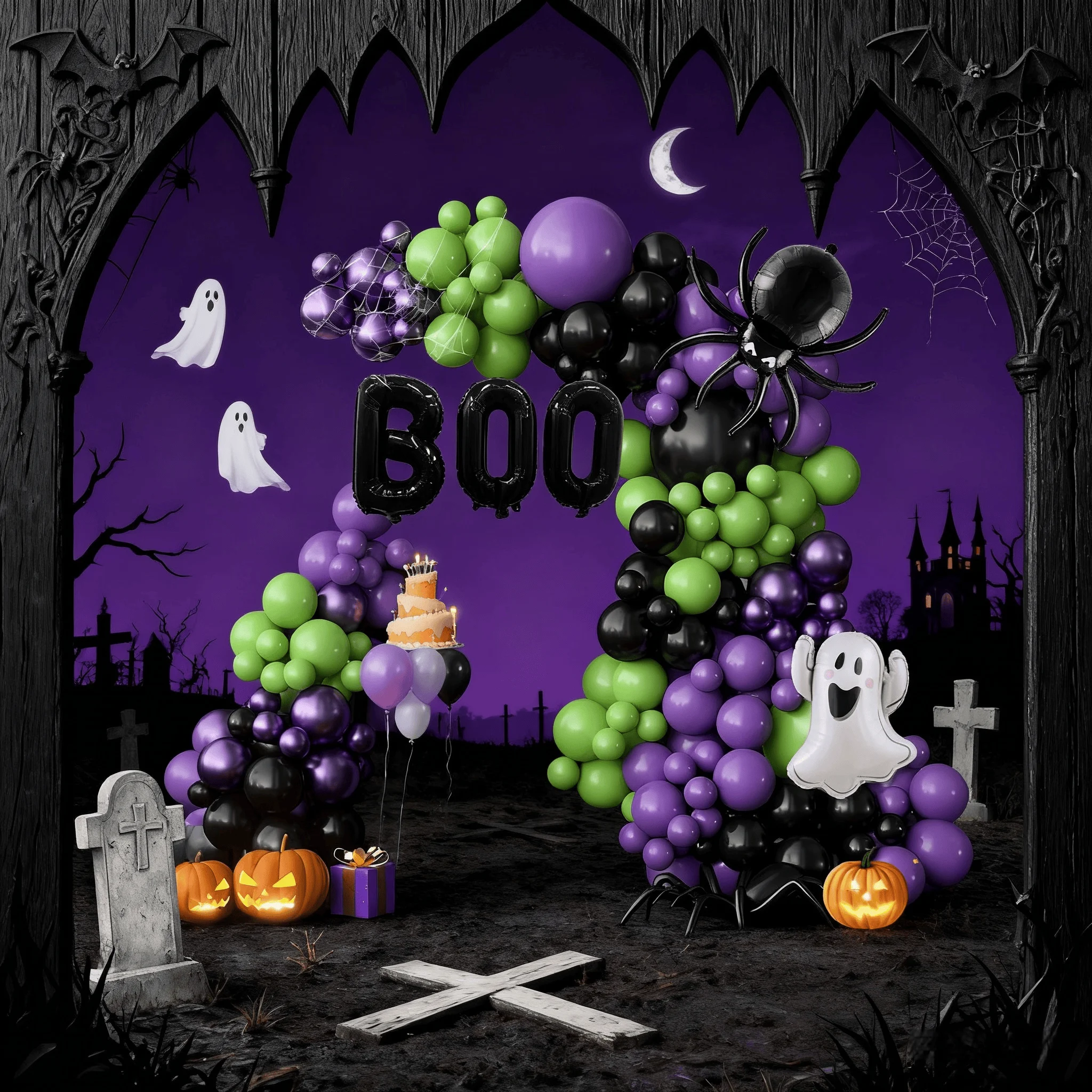 

Halloween Balloons Garland Arch Kit Ghost Spider Foil Balloon for Spooky Celebrations Haunted House Party Decorations Supplies