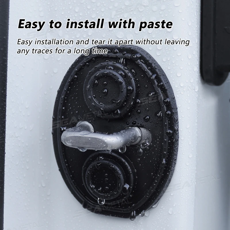 SEAMETAL 4Pcs Door Lock Buckle Cover for Car Door Buffer Cushion Anti-Scrtach Protection Cover Waterproof Door Shock Absorber