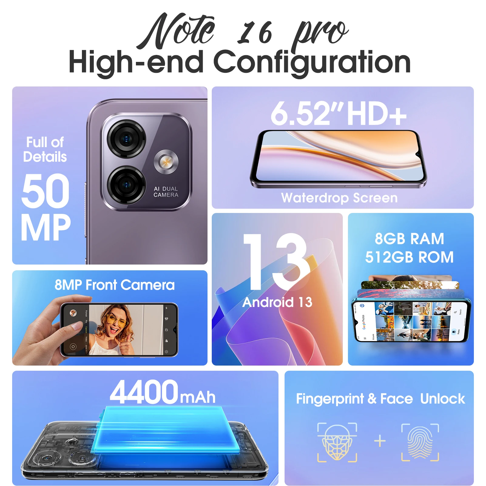 Imagem -06 - Ulefone-nota 16 Pro 4g Cellula até 16gb de Ram 512gb Rom Android 13 50mp 652 4400mah Gps Versão Global