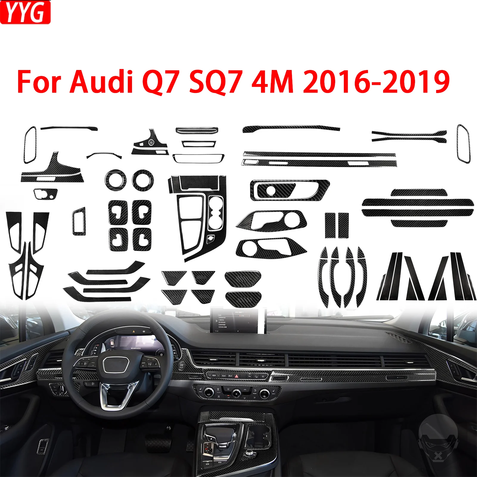 

Для Audi Q7 SQ7 4M 2016-19 автомобильные аксессуары из углеродного волокна, переключатель передач, окно, подъемник, воздуховыпускное отверстие, фара, дверная панель, внутренняя наклейка