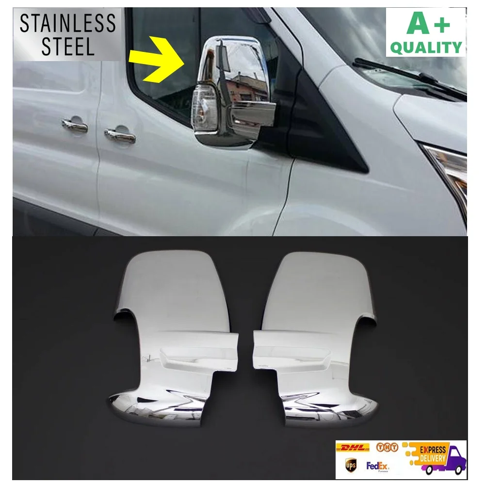 

For Ford Transit Chrome Mirror Cover 2 Pcs. Models 2014- Up. Stainless Steel. A + Quality. Car Tuning