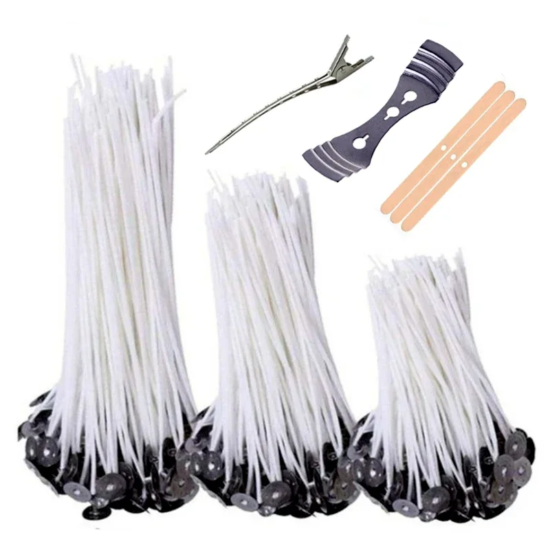 Wicks de vela de algodão encerado com suporte, Original Smokeless Candle Wicks, Núcleo de cera de