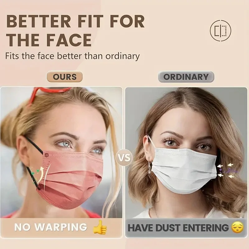 50-200pcs Fashion Disposable Face Mask For Men Women Individually Wrapped 3 Layer Ply Filter mask Colores Protective Mask
