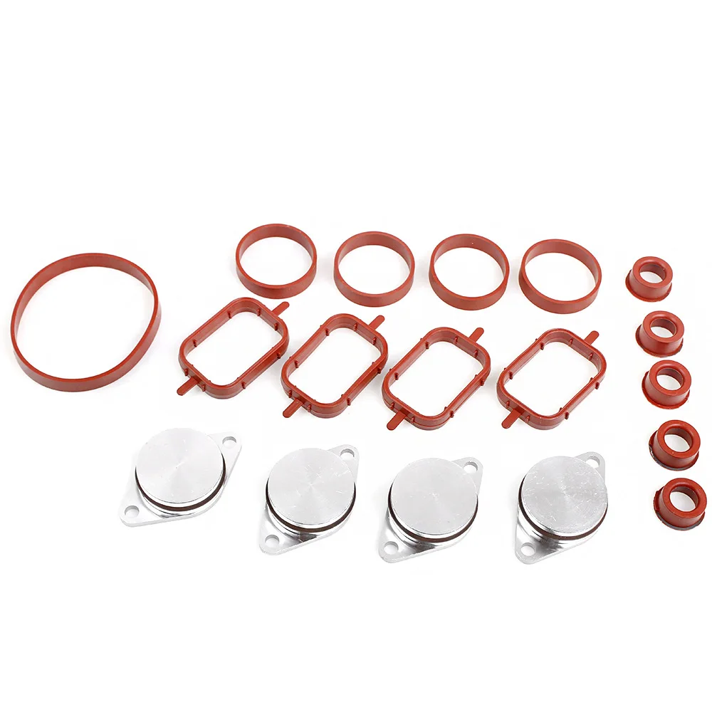 For BMW M57 E39 E60 E46 E38 E53 E83 E70 E71 E92 X3 X5 X6 Swirl Flap Blanks Plate & Intake Inlet Manifold Gasket Seal 22/33mm 4pc