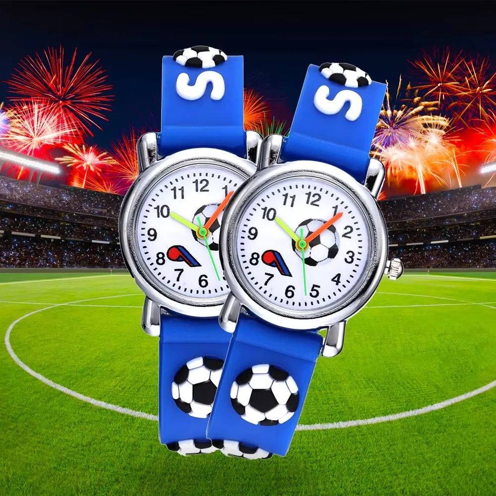 

Fashion Football Pattern Kids Watches Soft Silicone Band Children's Quartz Wrist Watches Casual Simple Boys Girls Clock Gift