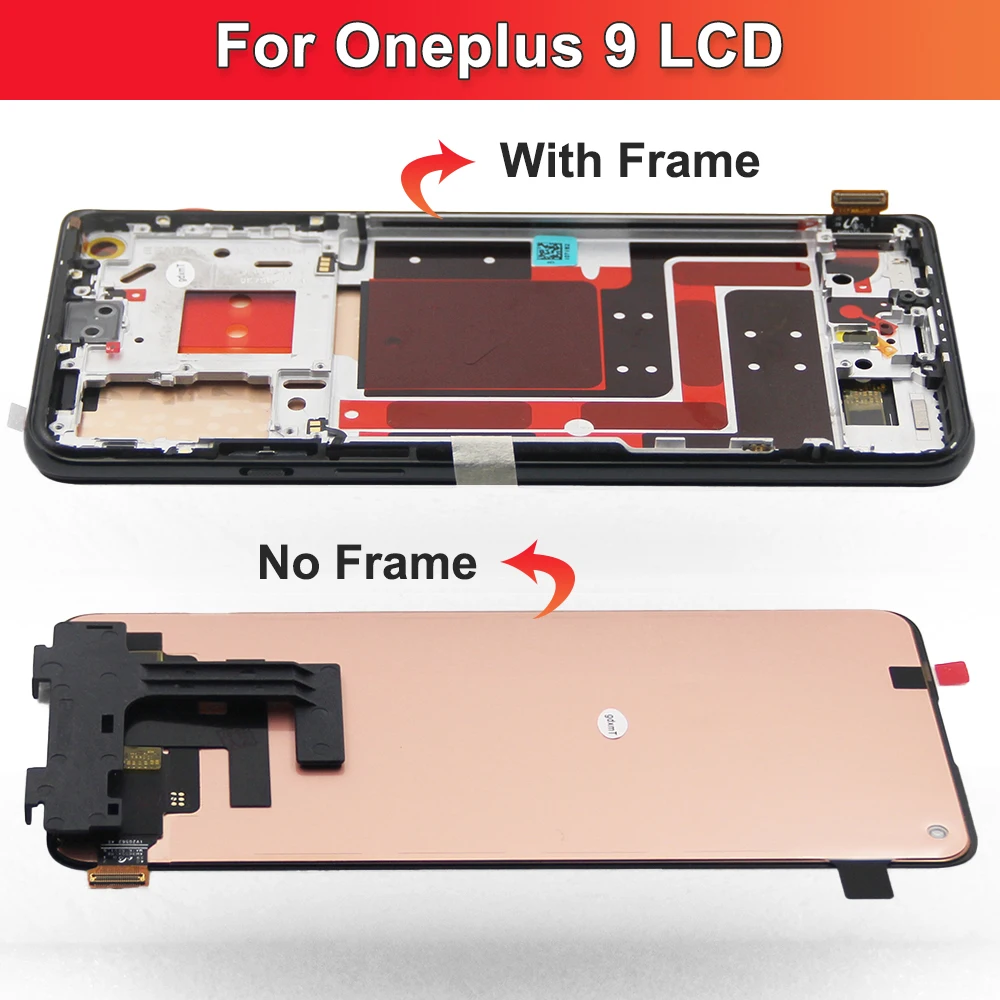 Super Amoled For OnePlus 9 1+9 LCD Display Touch Screen Digitizer Assembly  For Oneplus 9 Pro Display 1+9 pro Screen with Frame