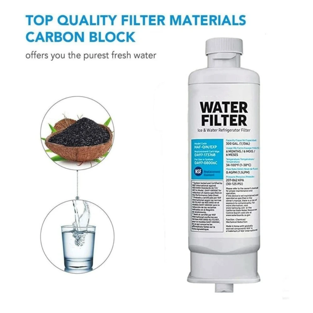 3 Pack Refrigerator Water Filter Set Fit For Samsung DA97-17376B HAF-QIN EXP Genuine Cartridge Compatible Replacement System