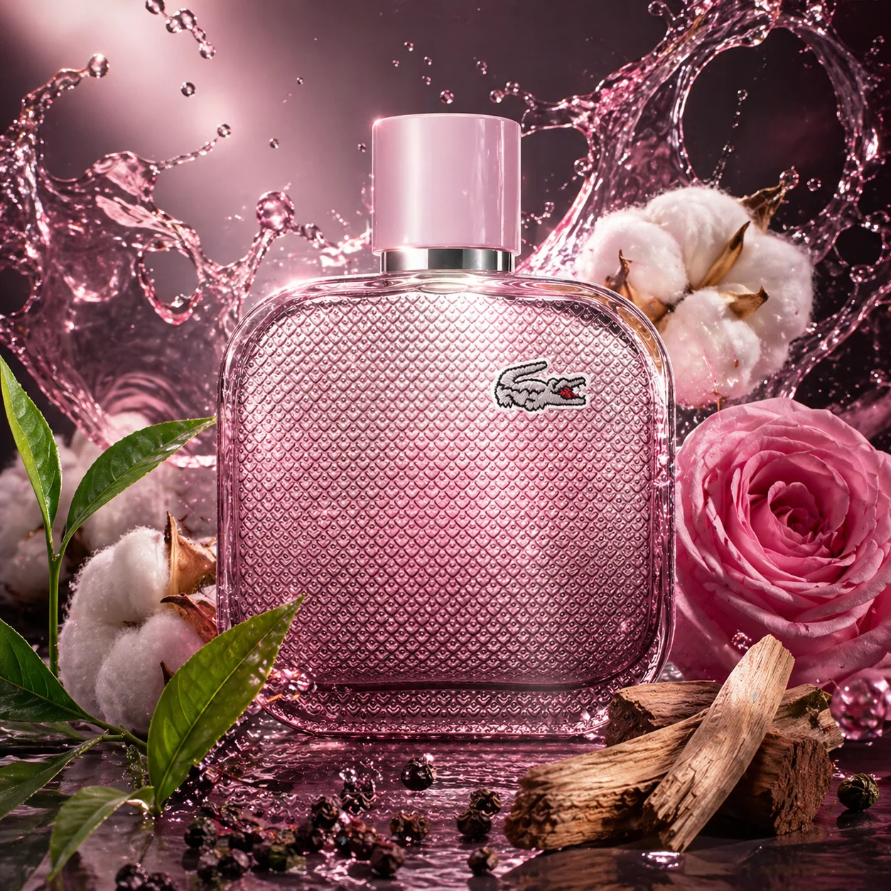 LACOSTE L.12.12 Rose Eau Intense pour Femme – Eau de Parfum 100 ml, Signature Florale Musquée Sophistiquée