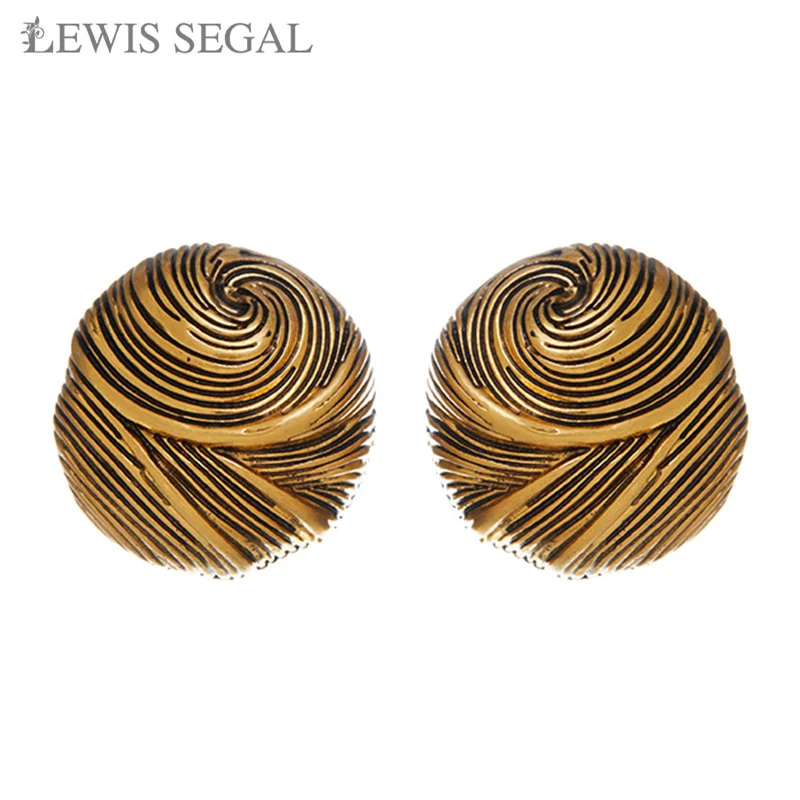 

LEWIS SEGAL Silver 925 Earring Pin Round Spiral Stud Earrings 25mm Unisex Middle Ages Studs Gold Color Jewelry Party Accessories