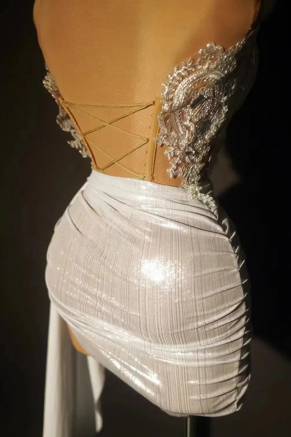 White Club Dress Gala Fashion show outfit Sexy Birthday Party Dresses African Mini Cocktail Dresses Homecoming — zdjęcie 2