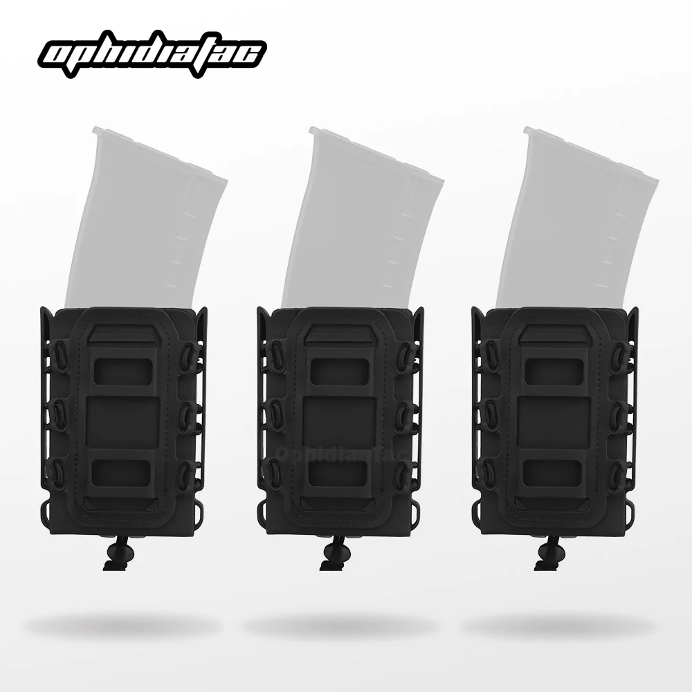 OphidianTac 3Pcs Fast Mag TPR Flexible Molle Magazine Pouch Carrier for Ar15 M4 5.56/7.62 Mag Pouch Rifle Pistol Magazine Holder