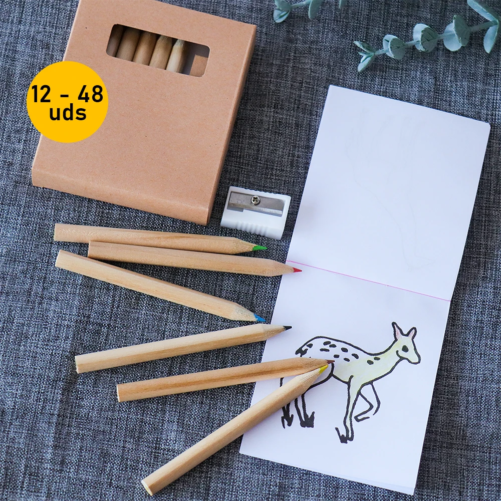 12-42 pcs/lot Children's Coloring Set Animal Drawing Pad Set, 6 Colored Pencils and Pencil Sharpener, Children Gifts, Communion Details, souvenir wedding christening gifts Store