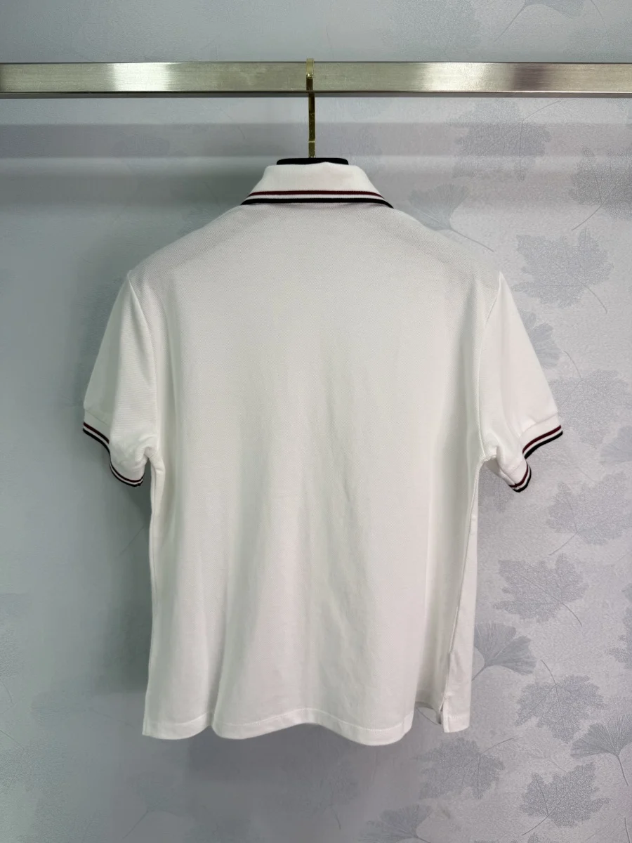 

2025 New T-shirt Short-sleeved Polo Cotton Striped Buttons Pullover Fashionable Versatile Slimming Figure-hugging