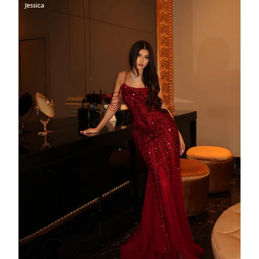 Jessica Gorgeous blue Evening Dresses Pleated V-neck halter neck Prom Dresses Slim fit, sexy side slit Party Dresses