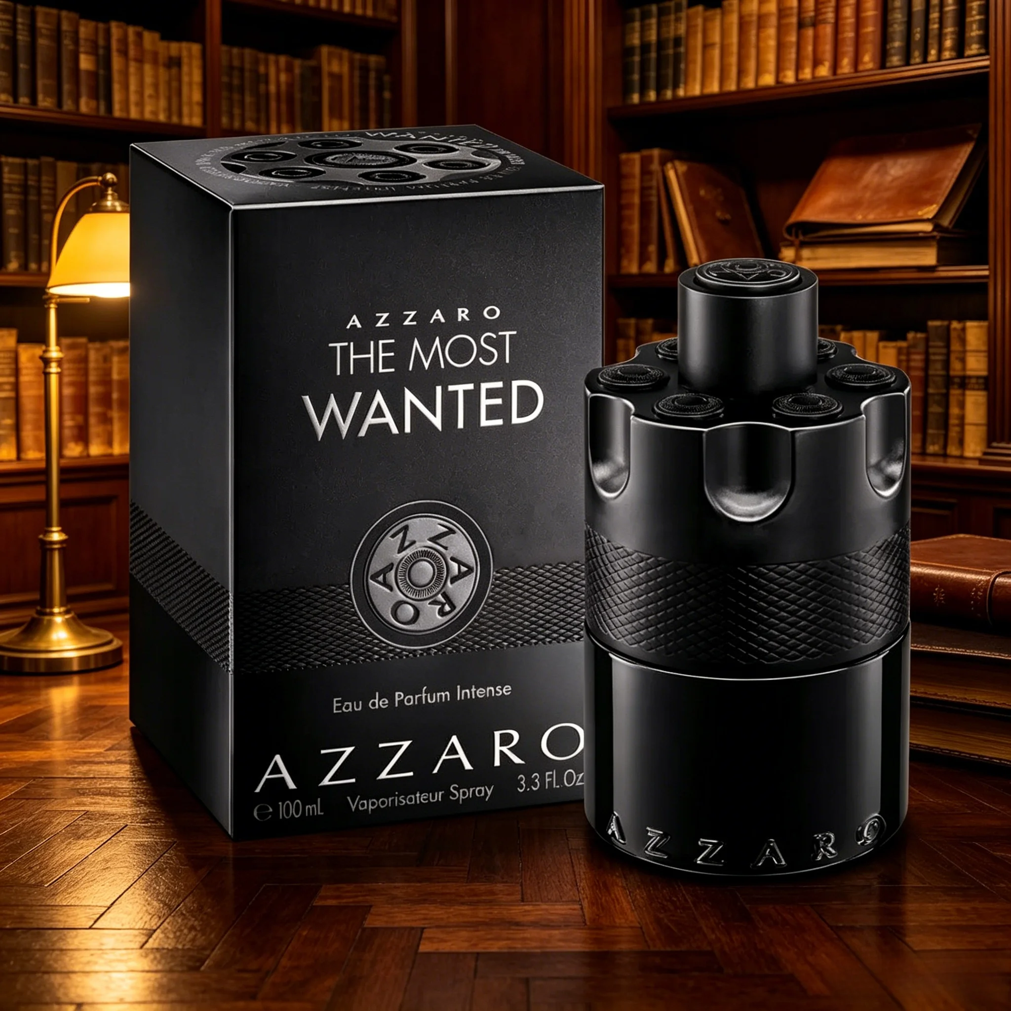 Azzaro The Most Wanted Intense Men Eau de Parfum Rich Caramel Vanilla Woody Gourmand Scent Matte Black Revolver Bottle Extra Long Lasting Magnetic Masculine Perfume Luxury Holiday Birthday Gift for Him view 2